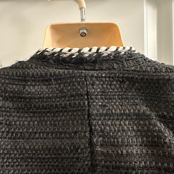 ZARA Popular Black Textured Tweed Classic Blazer Women’s - Picture 8 of 15